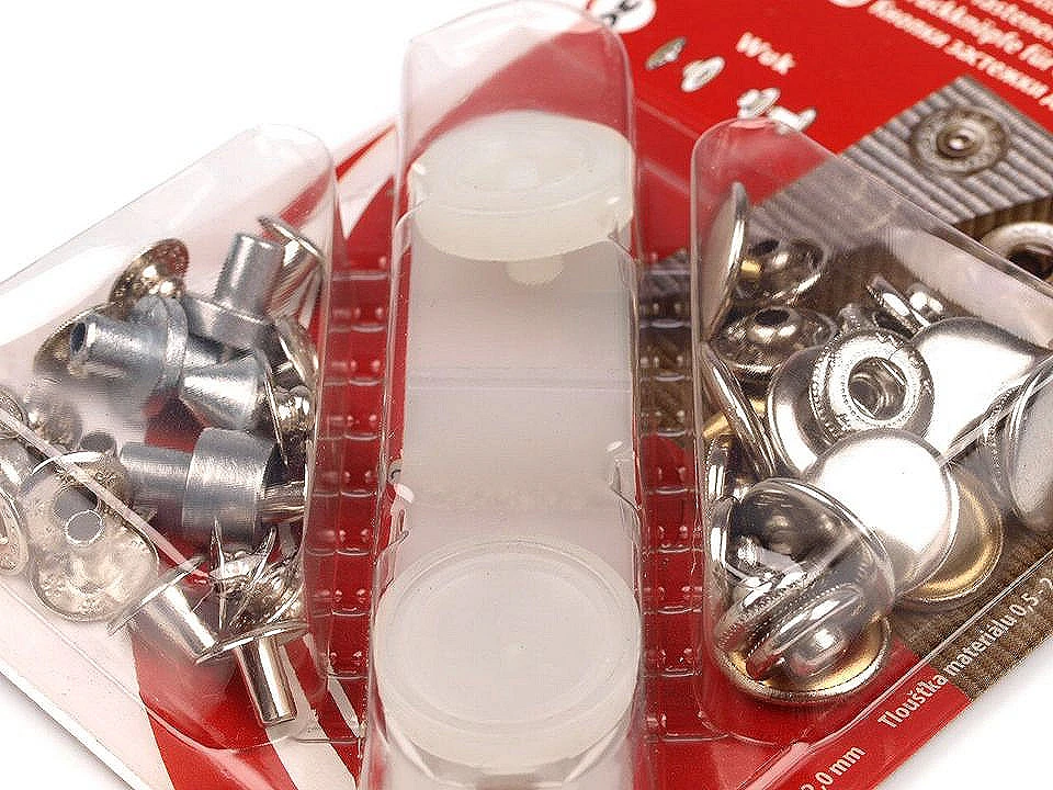 Gombíky stláčacie s pierkom Wuk Ø15 mm na stredne hrubé látky - 1 kar.