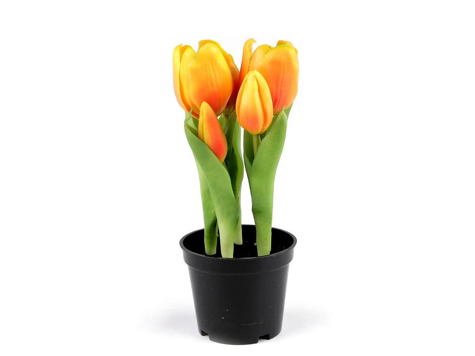 Umelé tulipány v kvetináči - 1 ks