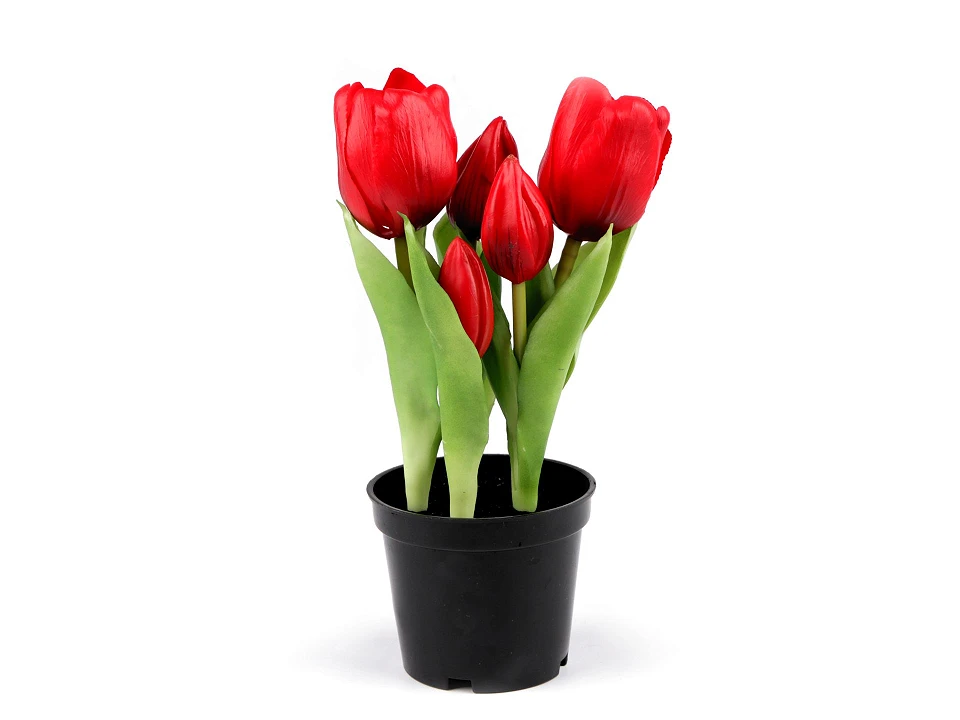 Umelé tulipány v kvetináči - 1 ks