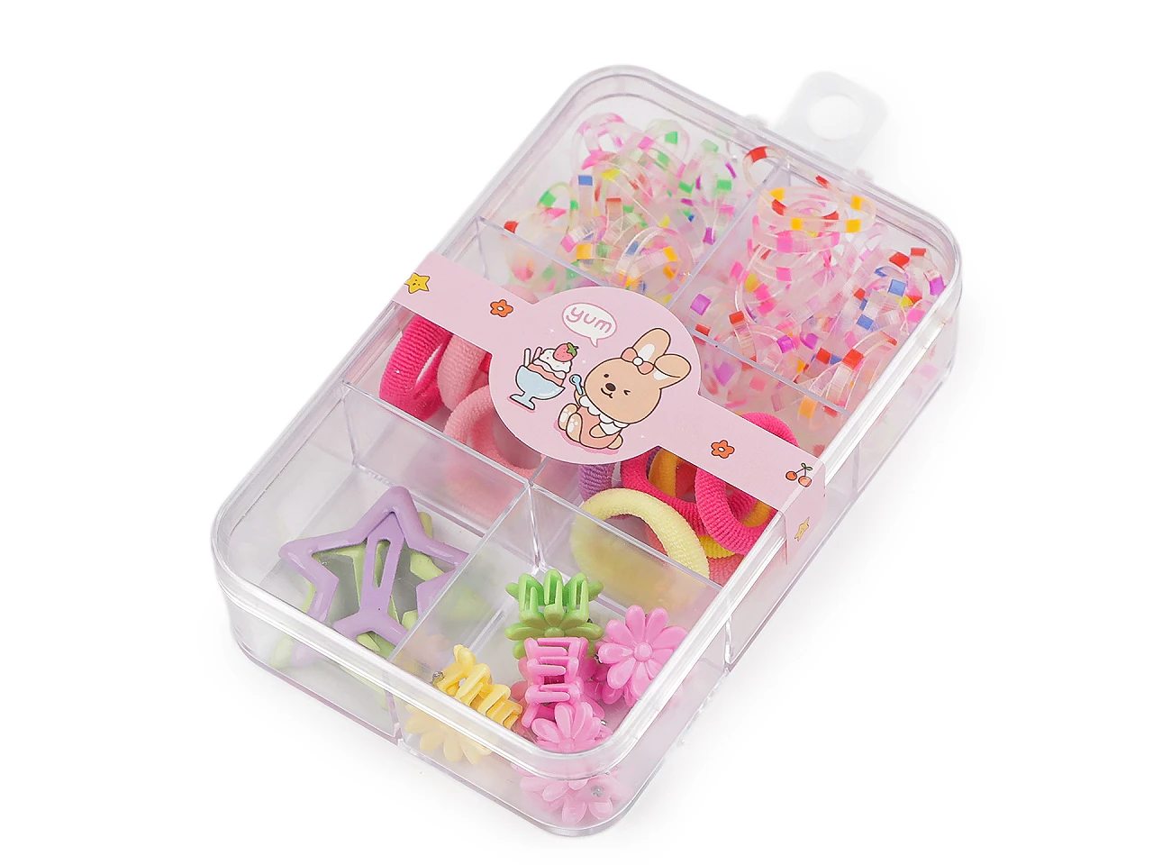 Mini gumičky, štipce a pukačky do vlasov