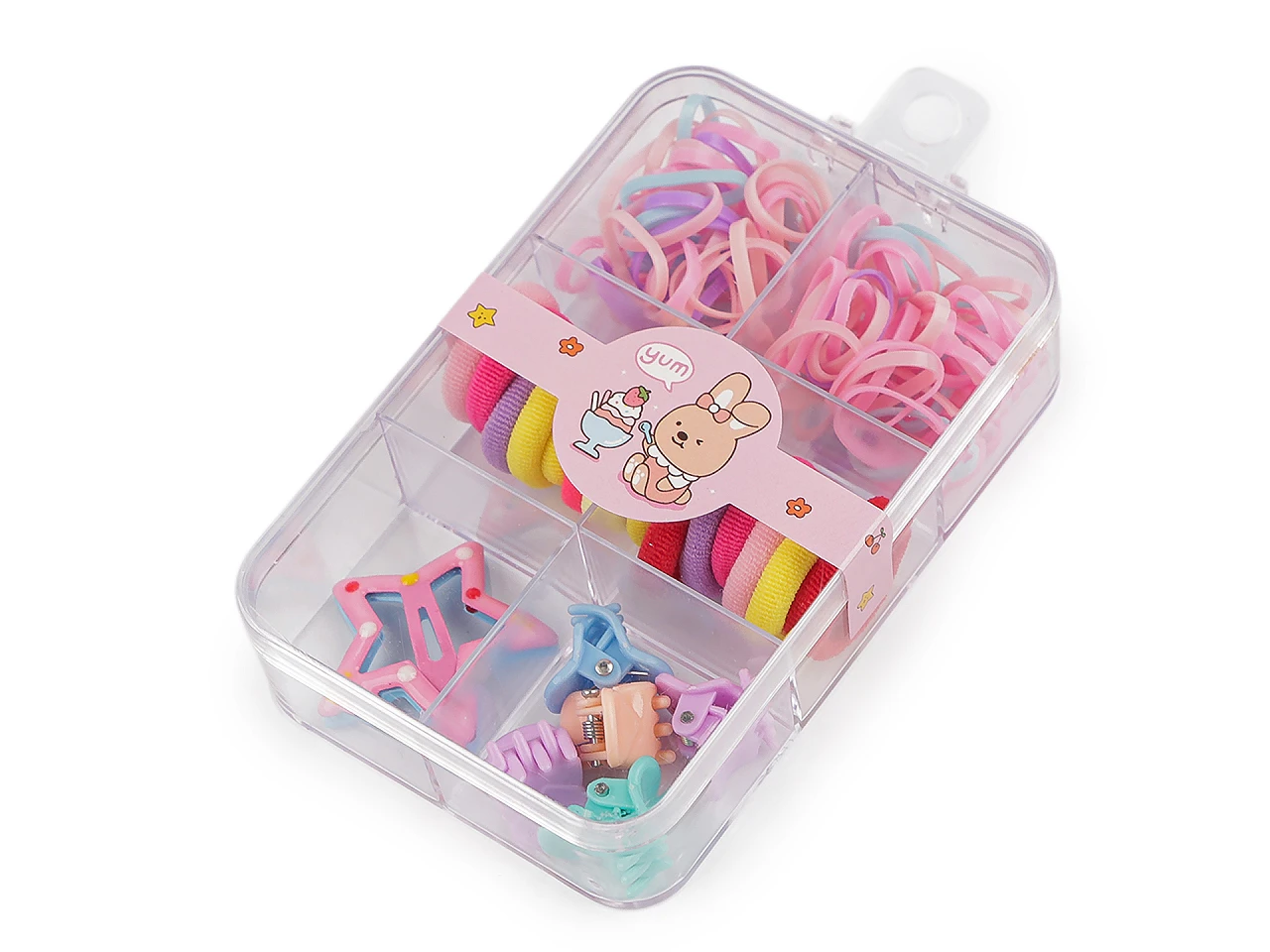 Mini gumičky, štipce a pukačky do vlasov