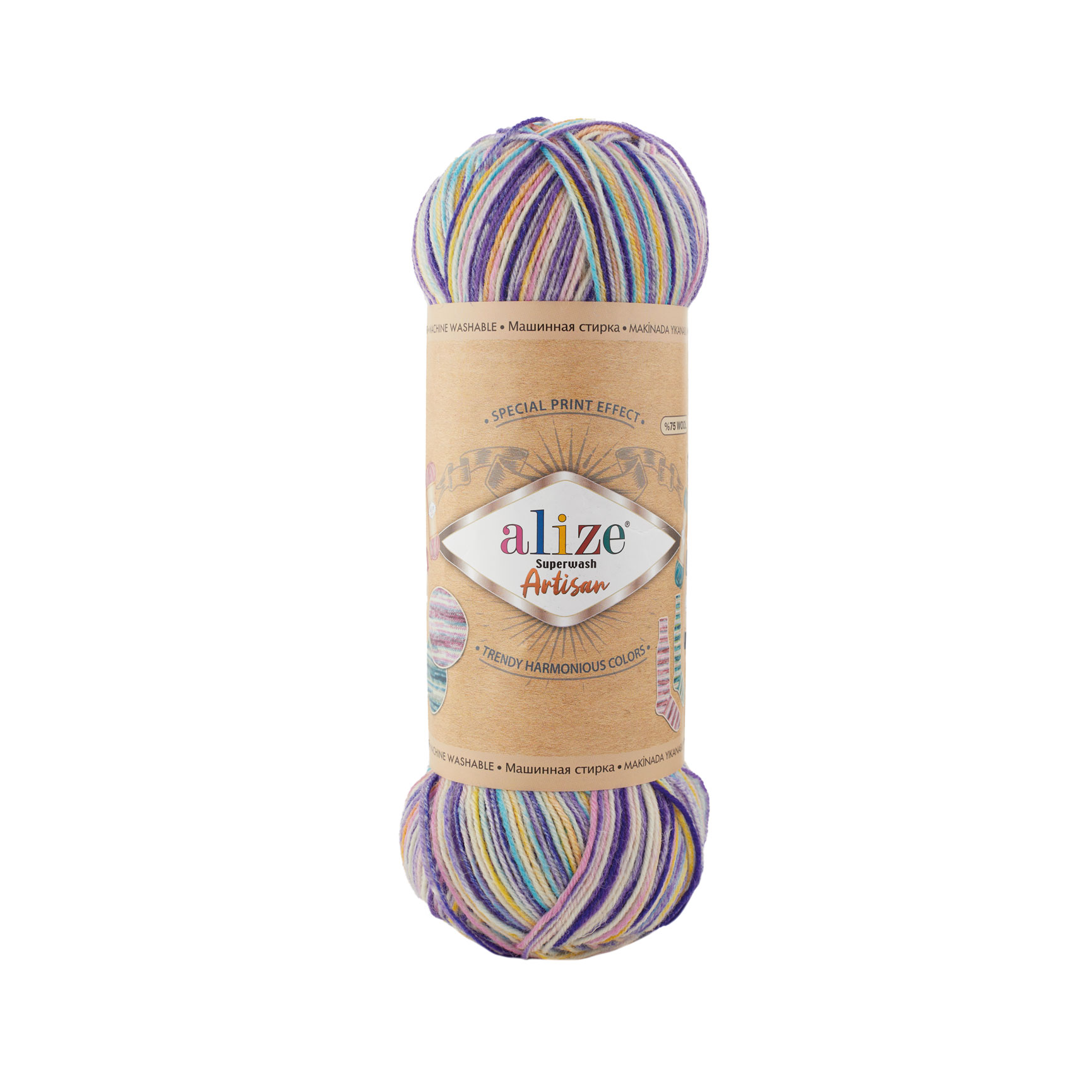 Pletacia vlnená ponožková priadza Alize Superwash Artisan 100g