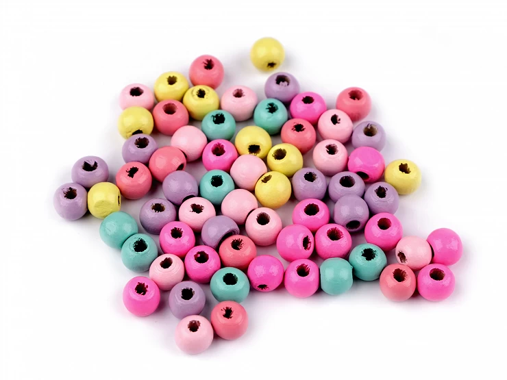 Drevené koráliky pastelové Ø8 mm - 20g