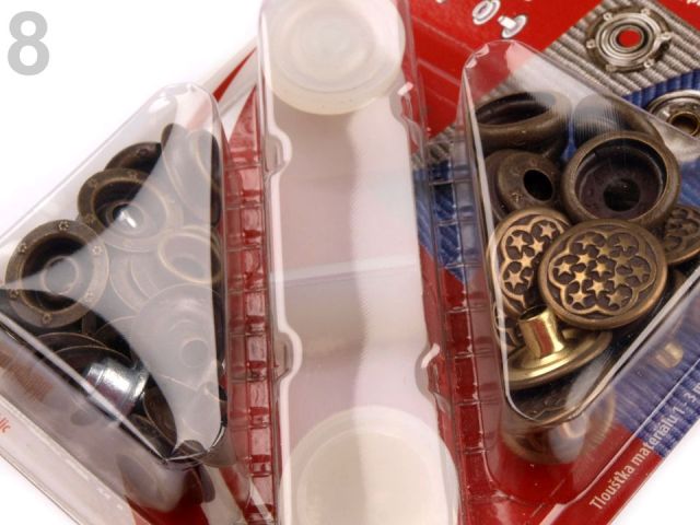 Gombíky stláčacie s krúžkom Ø15 mm na hrubé látky - 1 kar.