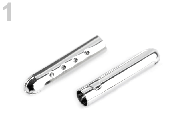 Kovová koncovka na šnúrky 4,5x22 mm - 10 ks - nikel
