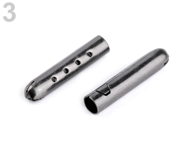 Kovová koncovka na šnúrky 4,5x22 mm - 10 ks - nikel čierny