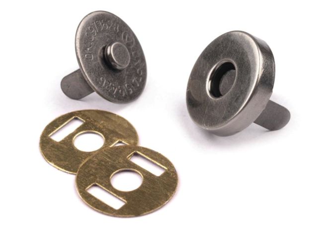 Magnetické zapínanie Ø14 mm nikel antik - 5 sada
