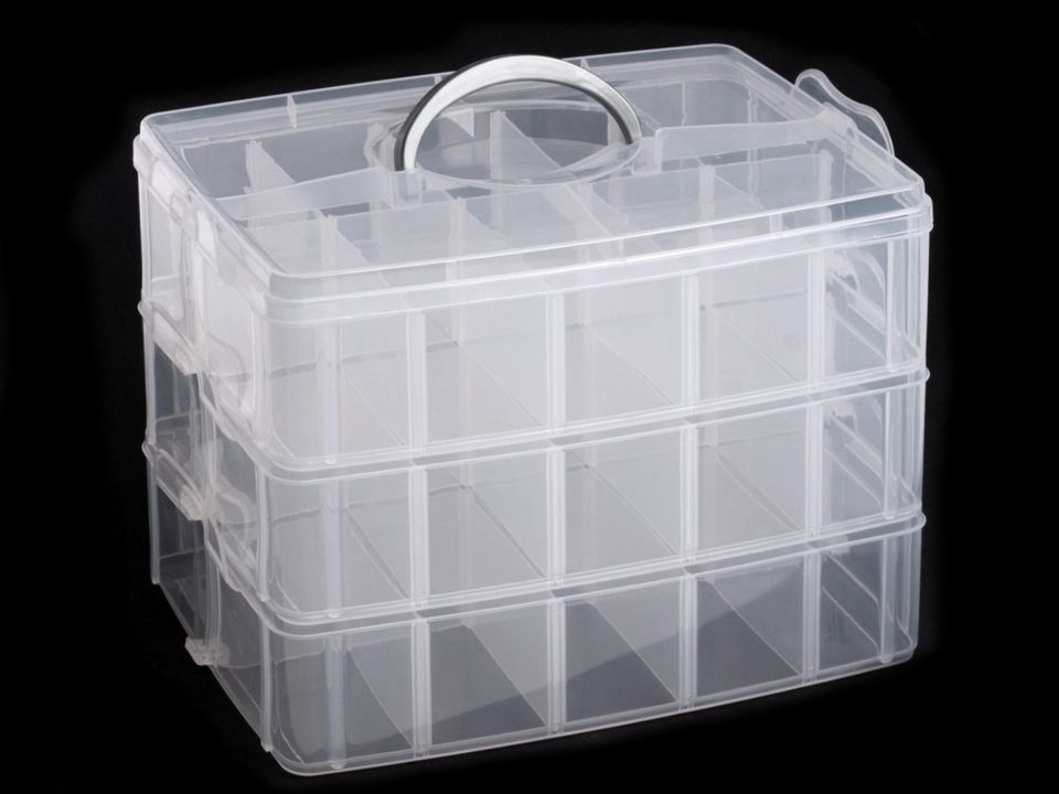Plastový box / kufrík 3 poschodový s rukoväťou