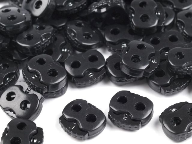 Brzdičky s dvoma dierkami 20x20 mm veľké – variant 332 čierna – 10 ks