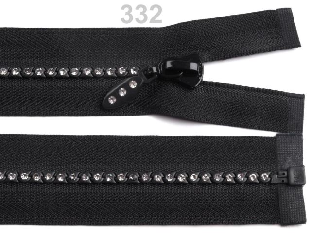 Kosticový zips šírka 4 mm dĺžka 50 cm so štrasovými kamienkami-1ks
