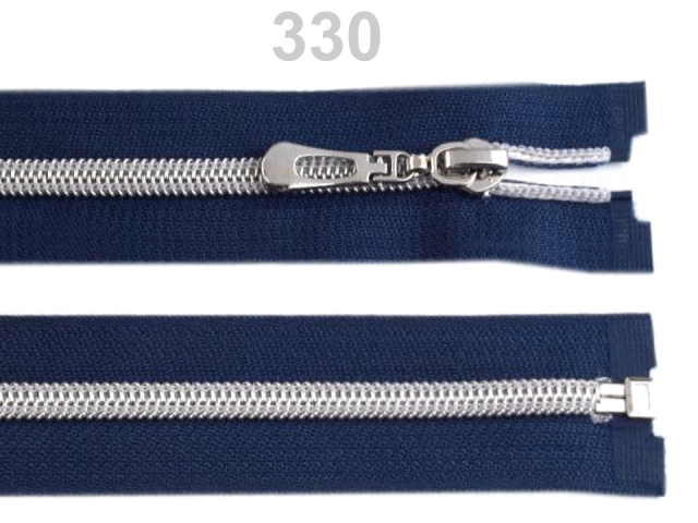 Špirálový zips so striebornými zúbkami šírka 7 mm dĺžka 65 cm-1 ks