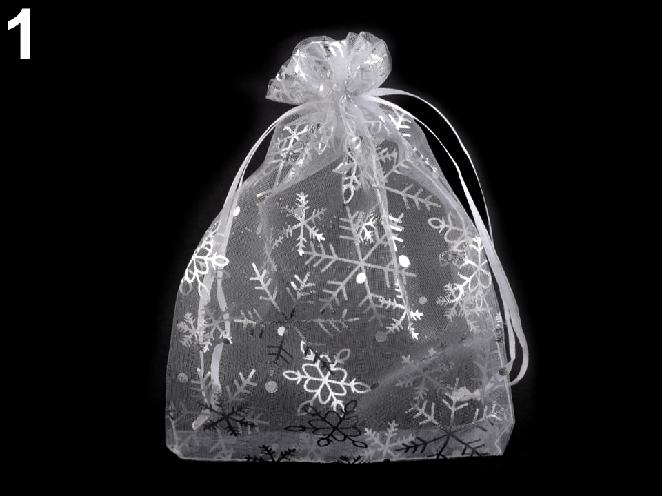 Darčekové vrecúško 13x18 cm organza s vločkami - 1 ks