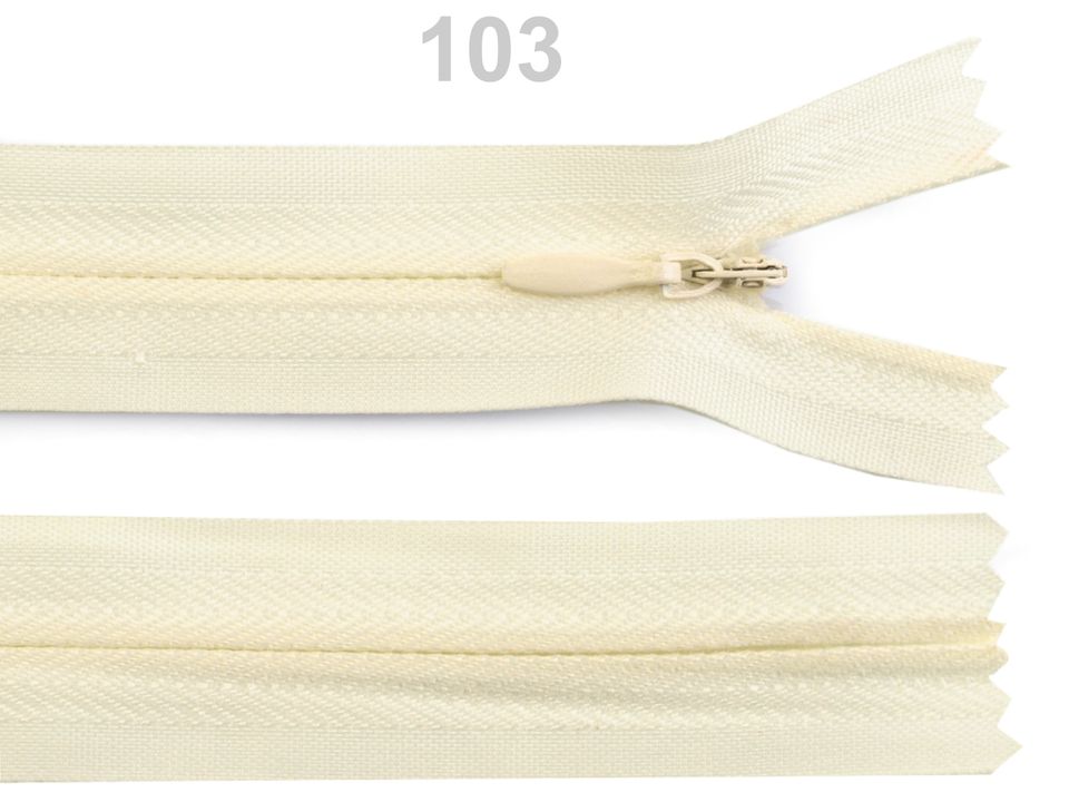Špirálový zips skrytý šírka 3 mm dĺžka 55 cm - 1 ks