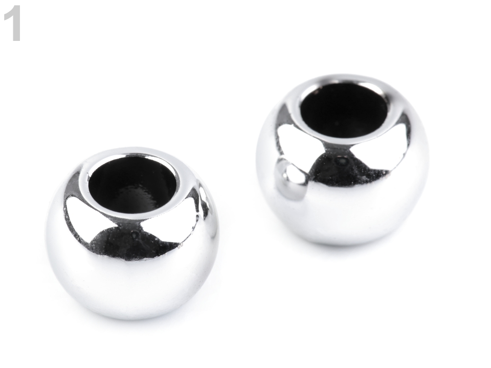 Plastové koráliky Metalic s veľkým prievlakom / plavkové 11x15 mm 5 mm - 10ks
