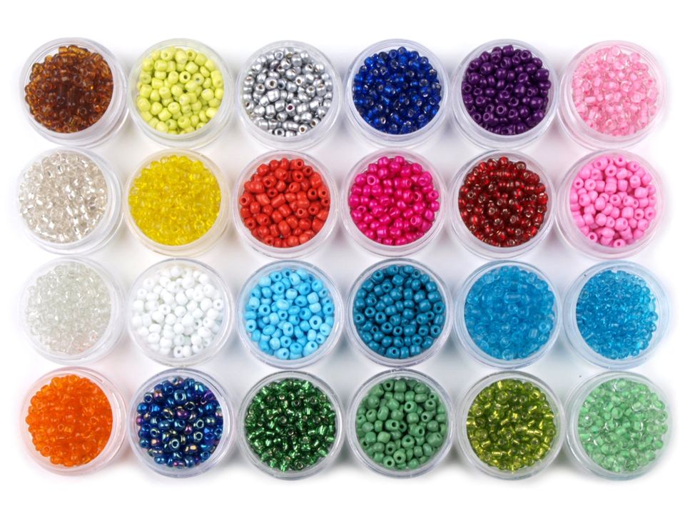 Sklenený rokajl mix v dóze 14 g Ø4 mm - 24 dóza
