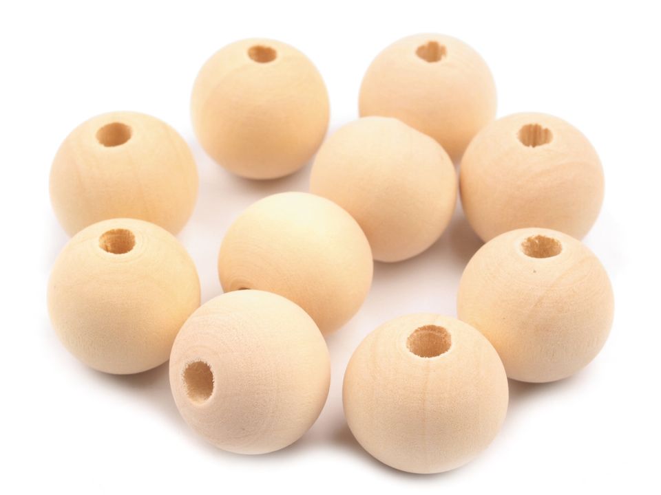 Drevené koráliky nelakované Ø18 mm - 10ks