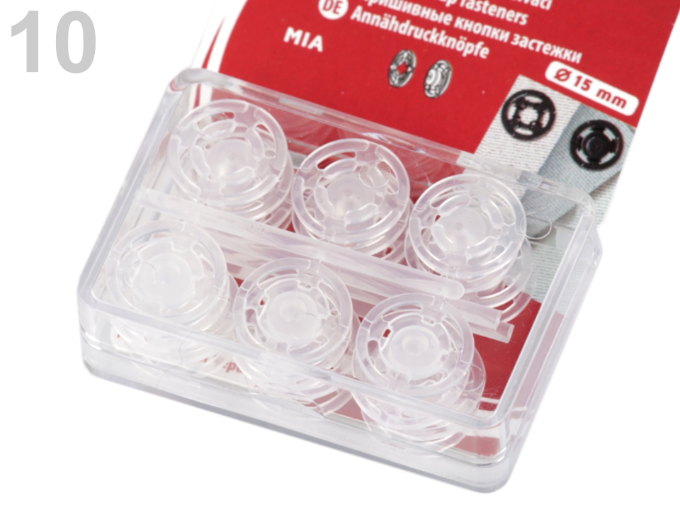 Plastové patentky Ø15 mm na blistre 