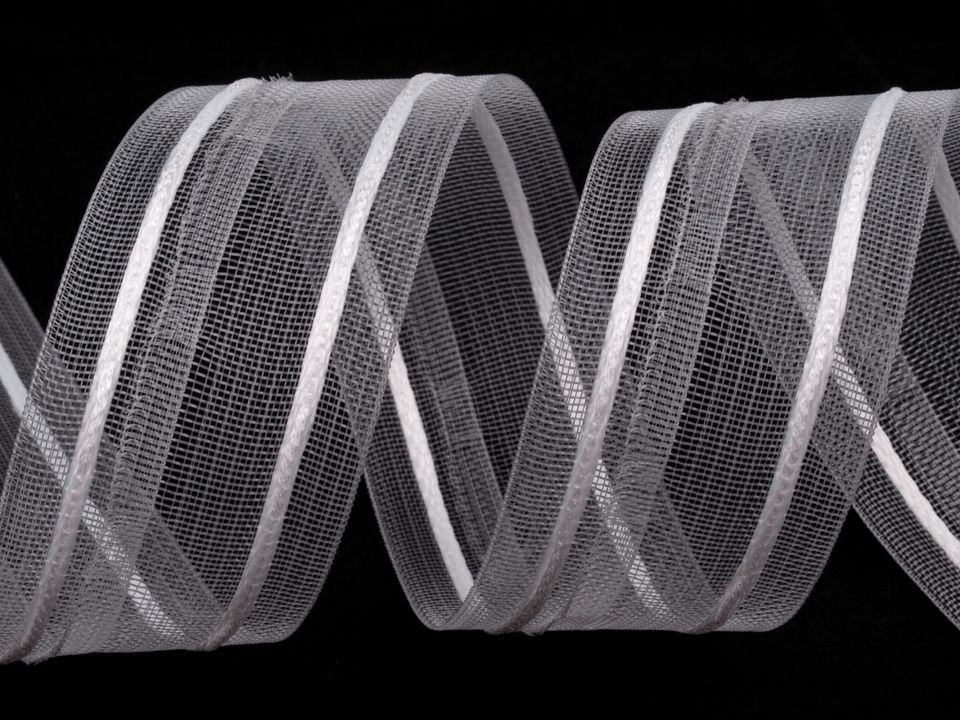 Záclonová lemovka transparentná,tuškové riasenie,šírka 40mm - 1 m