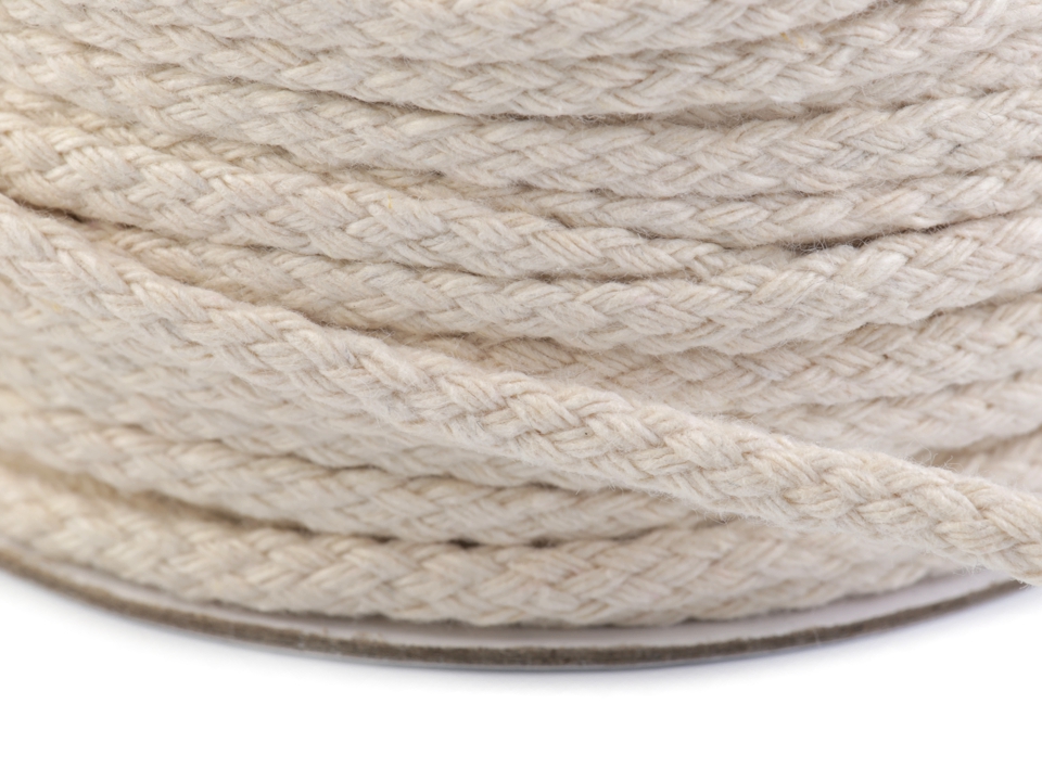 Odevná šnúra / bavlnená priadza / knot šírka 4 mm splietaná plochá- 10 m