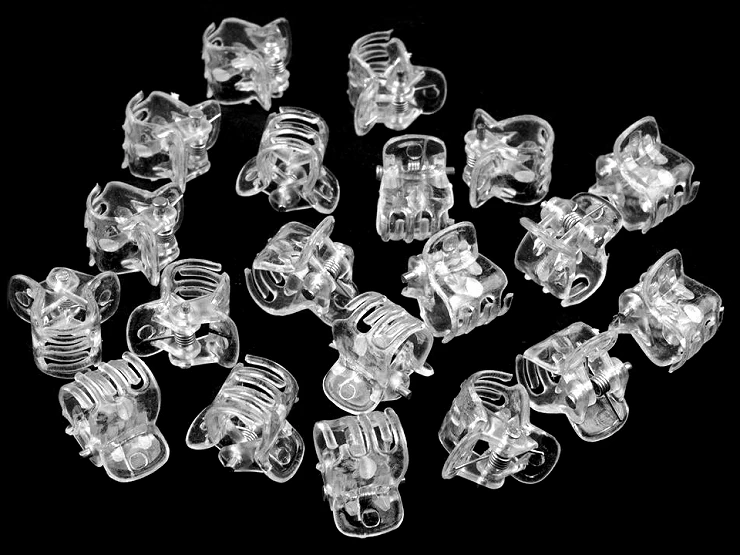 Štipec do vlasov malý 10x13 mm transparent - 20ks