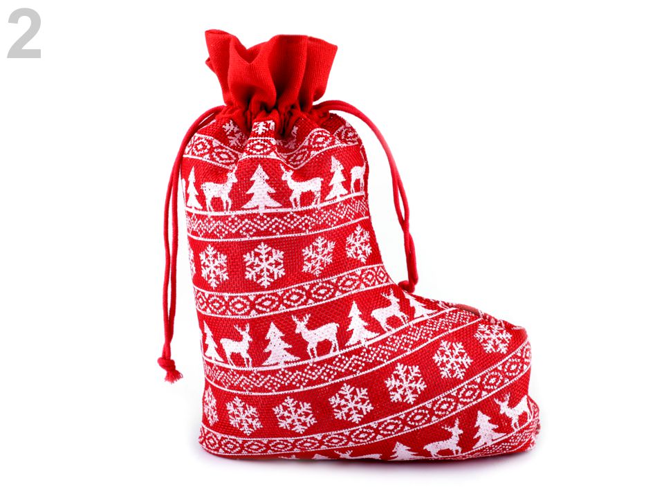 Mikulášska / vianočná pančucha 20x27 cm imitácia juty - 1 ks