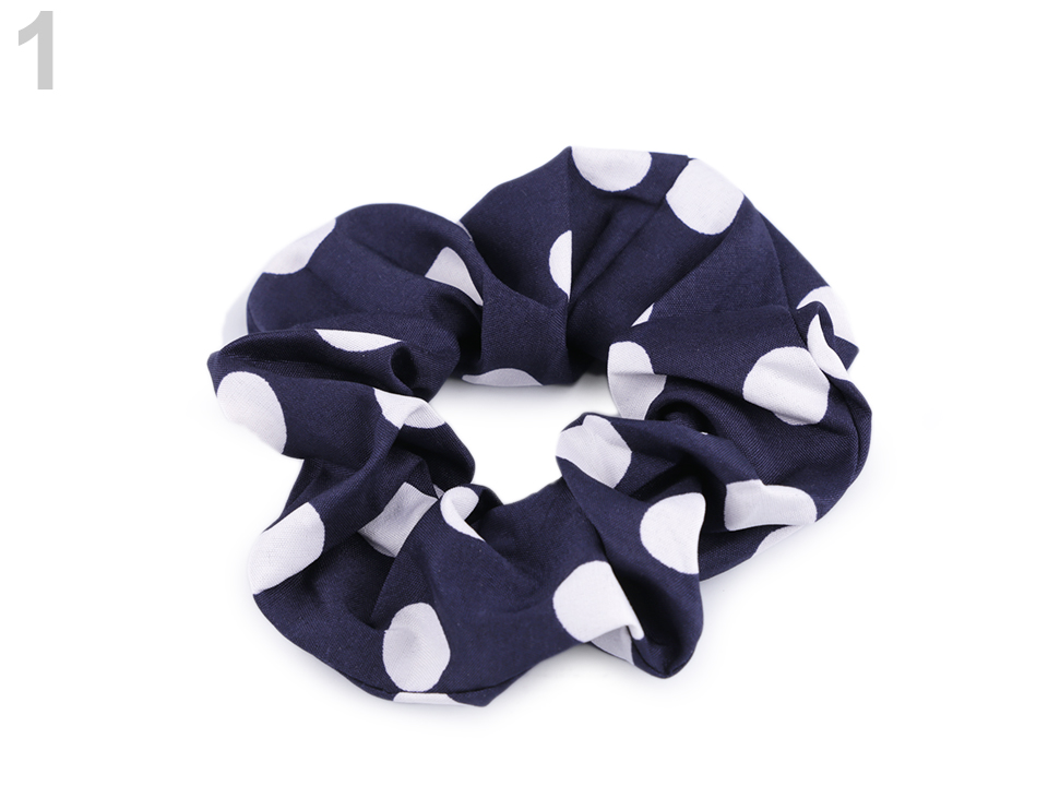 Gumička scrunchie do vlasov, s bodkami - 1ks