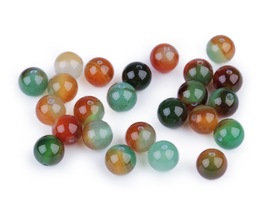 Minerálové koráliky Achát multicolor Ø8 mm - 10ks