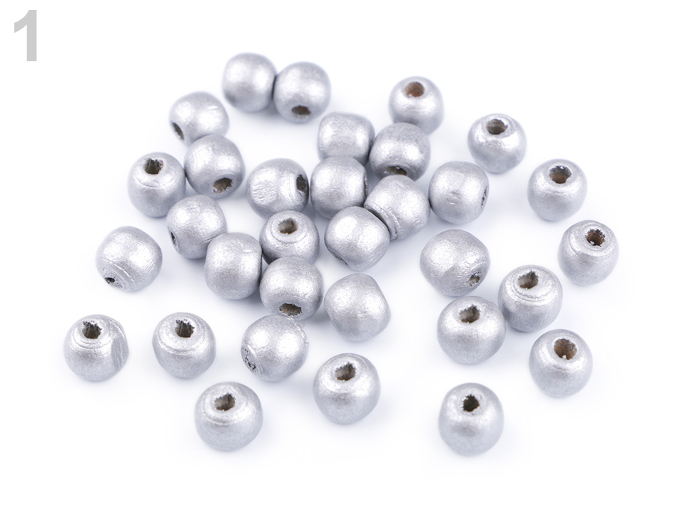 Drevené koráliky metalické Ø10 mm - 20g