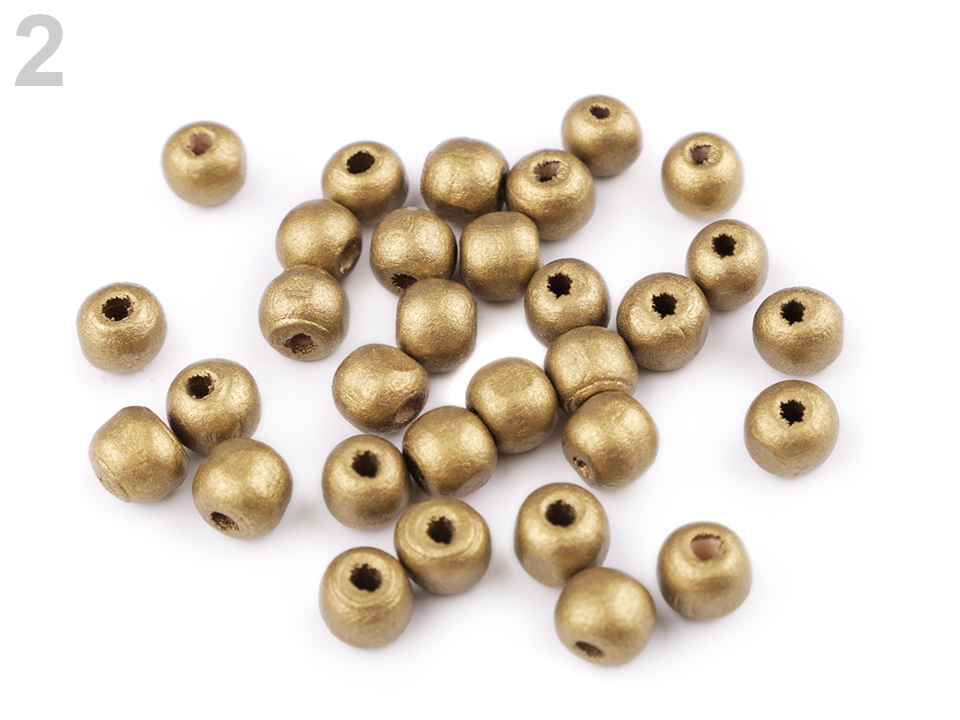 Drevené koráliky metalické Ø10 mm - 20g
