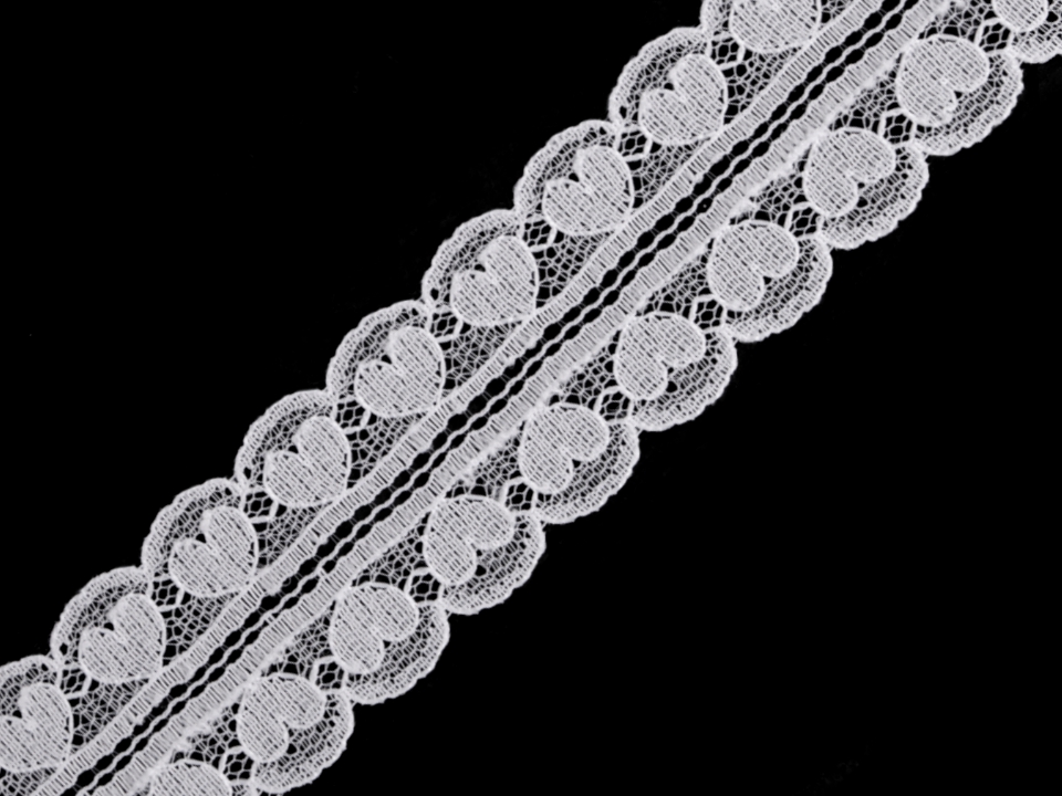 Silónová čipka / vsadka srdce šírka 30 mm - 1 m