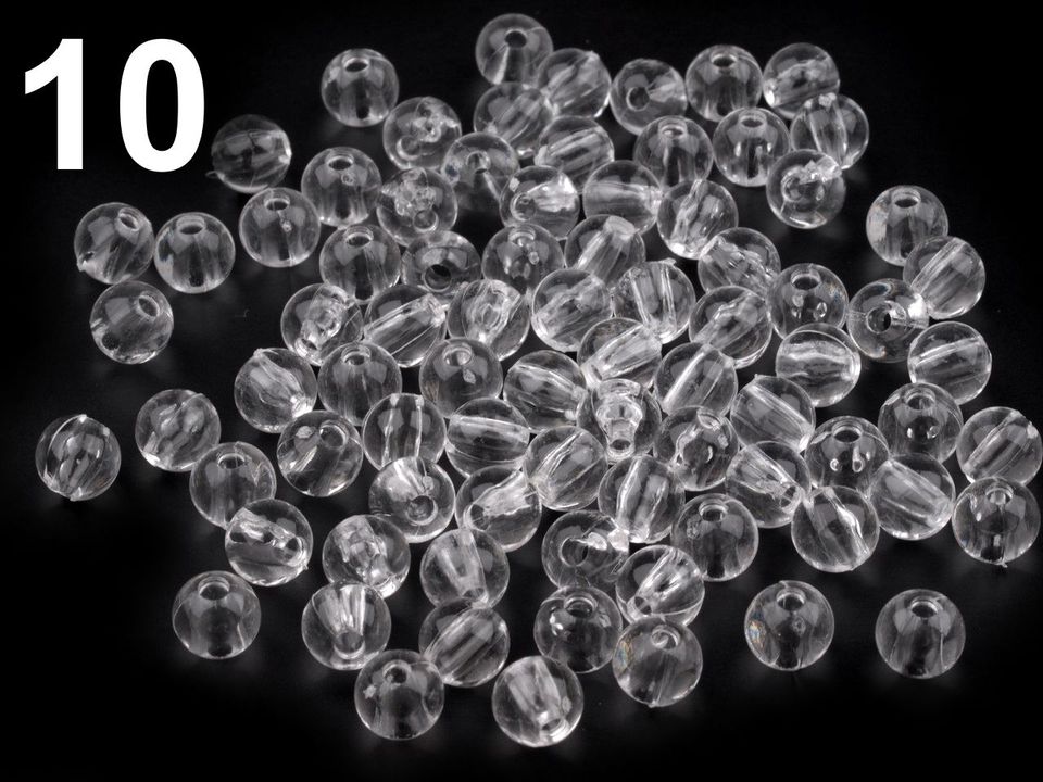 Plastové koráliky Transparent Ø6 mm - 20 g