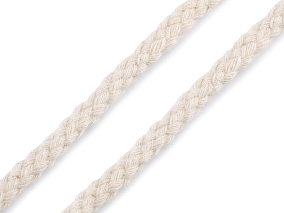 Odevná šnúra / bavlnená priadza / knot Ø5 mm splietaná - 10 m