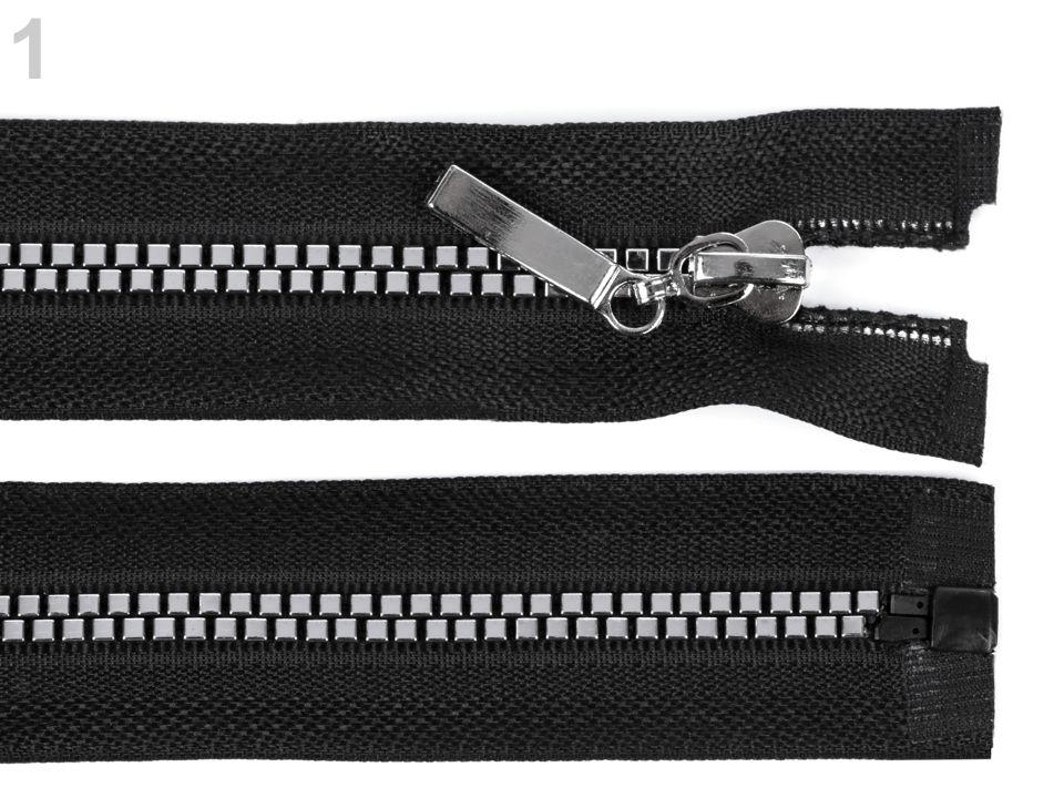 Kostený zips šírka 5 mm dĺžka 50 cm štvorcové zúbky - 1 ks