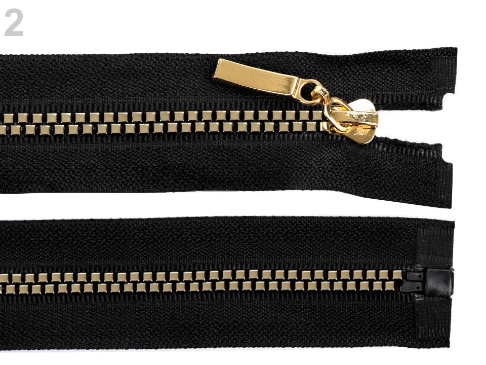 Kostený zips šírka 5 mm dĺžka 80 cm štvorcové zuby - 1 ks