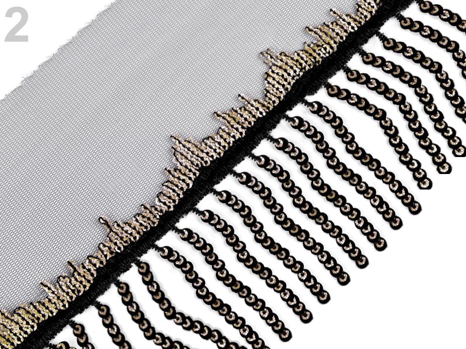 Prámik monofilový s flitrovými strapcami šírka 13 cm - 1 m 