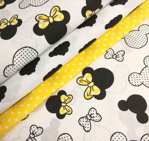 MICKEY A MINNIE YELLOW NA BIELEJ BAVLNE 160cm!!!