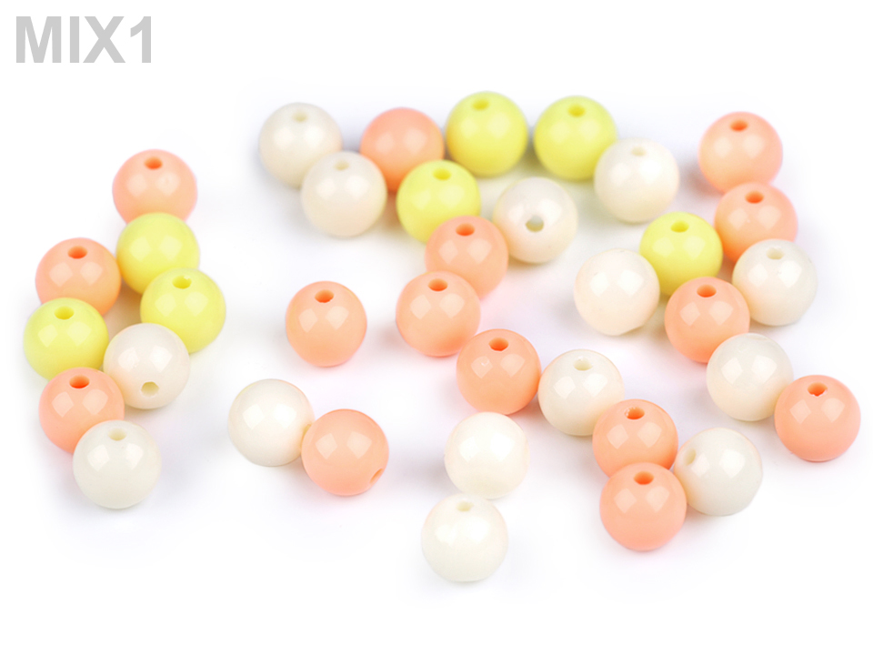 Plastové korálky Color Ø8 mm farebný mix - 50 ks