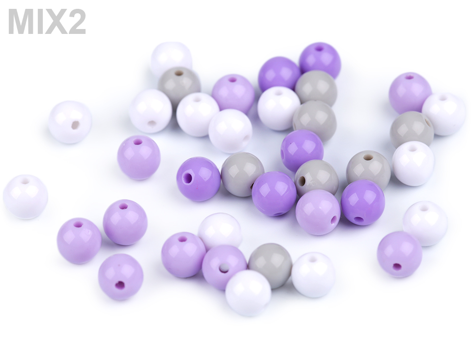 Plastové korálky Color Ø8 mm farebný mix - 50 ks
