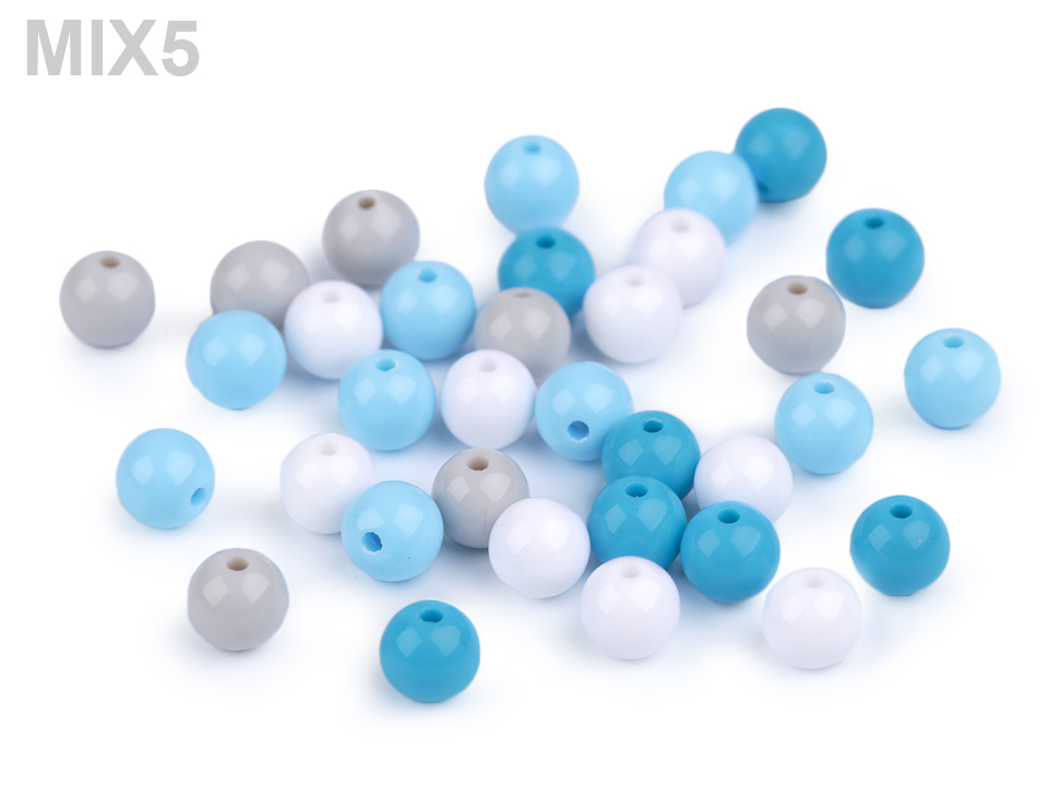 Plastové korálky Color Ø8 mm farebný mix - 50 ks