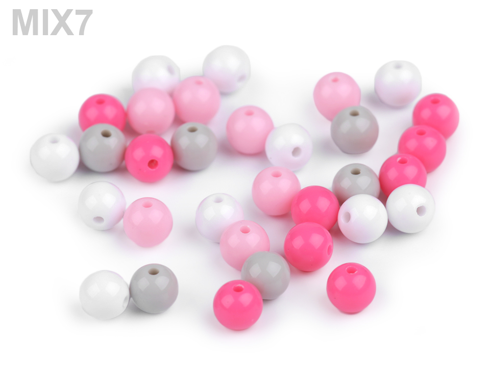Plastové korálky Color Ø8 mm farebný mix - 50 ks