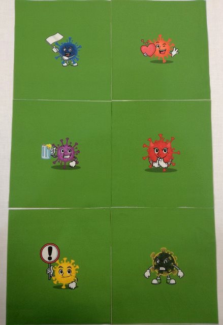 "KOROŇÁCI" NA ZELENEJ BAVLNE - PANEL (6 obrázkov)