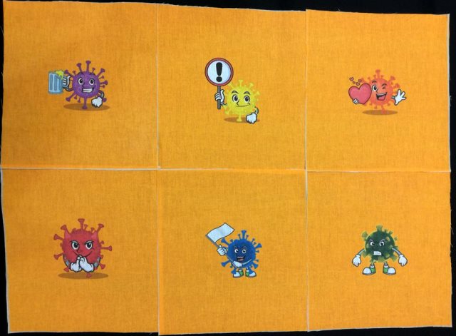 "KOROŇÁCI" NA ORANŽOVEJ BAVLNE - PANEL (6 obrázkov)