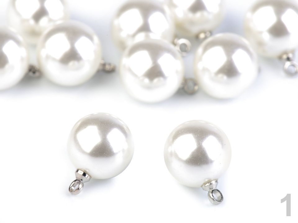 Perla s očkom / gombík Ø11 mm - 5 ks
