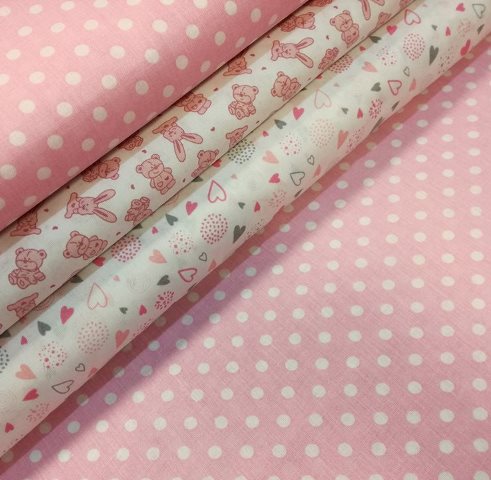 BIELE BODKY NA RUŽOVEJ BAVLNE