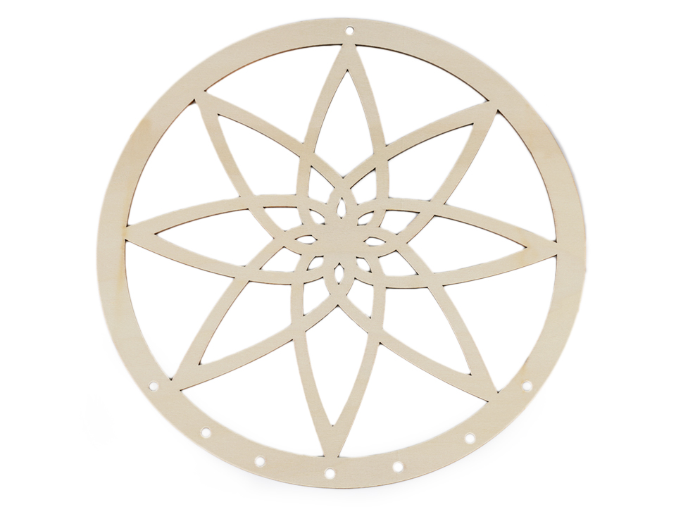 Drevený kruh na lapač snov mandala Ø25 cm - 1ks
