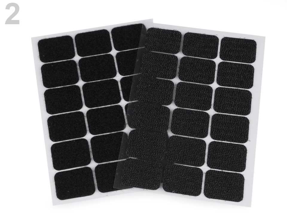 Suchý zips samolepiaci obdĺžniky 25x32 mm - 1 karta