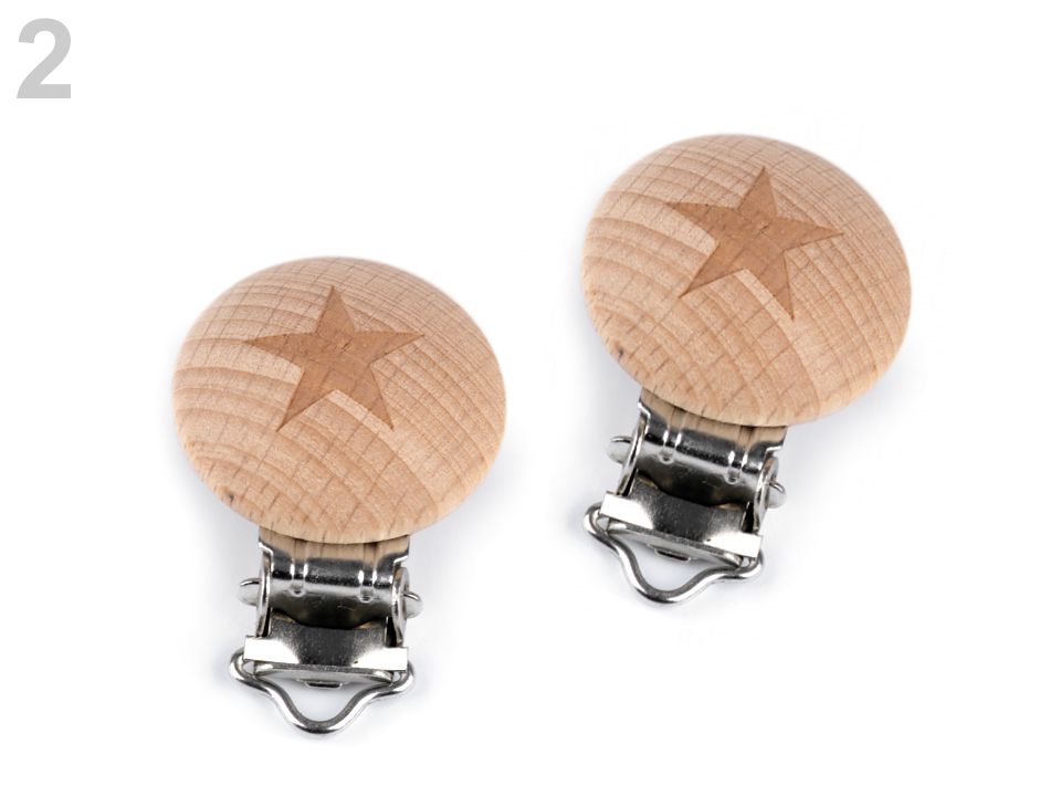 Detský klip drevený šírka 13 mm hviezda - 1 ks