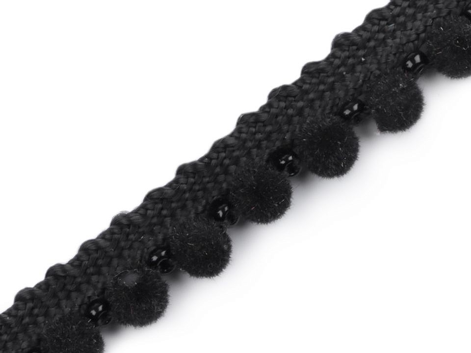Prámik / paspulka so zamatovými perlami šírka 12 mm - 1 m