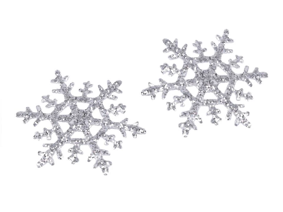 Nažehlovačka vločka s glitrami Ø4 cm - 10 ks