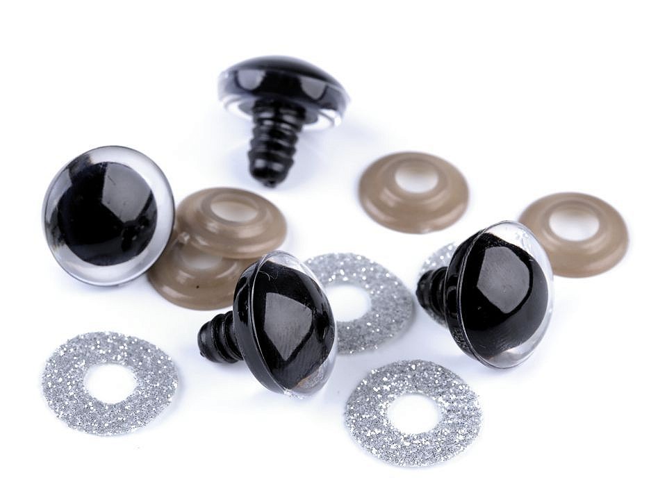 Oči glitrové s poistkou Ø20 mm- 4 sada (4oči)